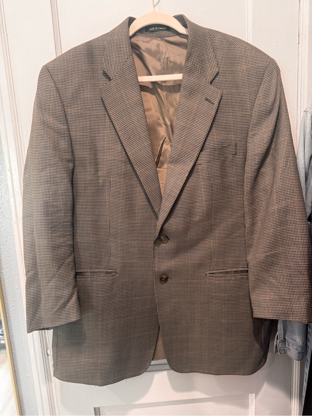 Men's Classic Brown Houndstooth Blazer - Unbranded